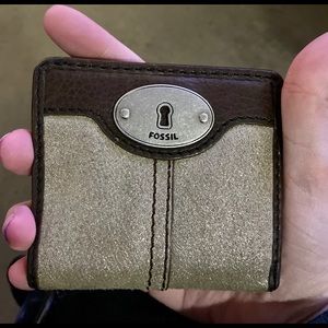 Fossil Gold and Brown Bifold Wallet